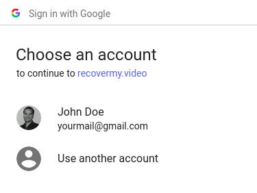 Google login dialog - choose account